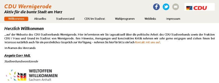 Startseite der CDU Wernigerode